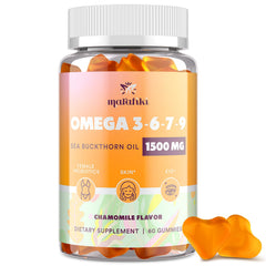 Marafiki Omega3-6-7-9 gummies in a bottle for easy daily wellness.