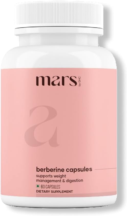 Mars by GHC Himalayan Berberine capsules bottle promotes daily energy and digestive balance.