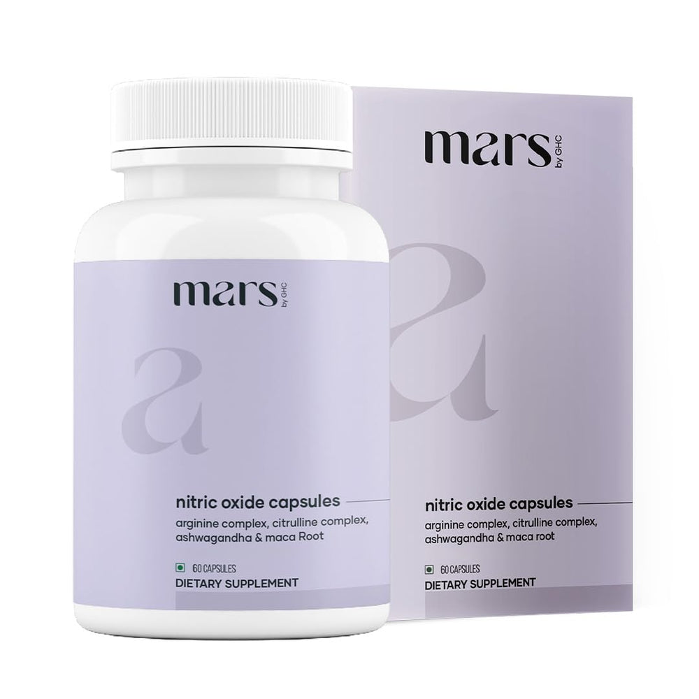 Mars by GHC Nitric Oxide Capsules bottle front for daily active routines.