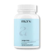 Mars Surgemax bottle closeup shows natural capsules for daily energy support