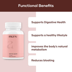 Mars Waist Trim Capsules bottle side reveals plant-based formula for gentle daily support.