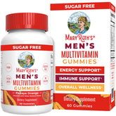 MaryRuth Organics men's multivitamin gummies papaya orange bottle supports daily energy and wellness.