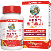 MaryRuth Organics men's multivitamin gummies papaya orange bottle supports daily energy and wellness.