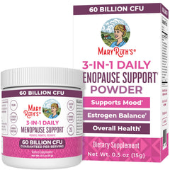 MaryRuth Organics menopause probiotics container supports gut health and hormonal balance.