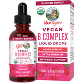 MaryRuth Organics B Complex bottle pouring for daily metabolic wellness