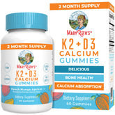 MaryRuth Organics calcium bottle front showing bone health support and two-month supply.