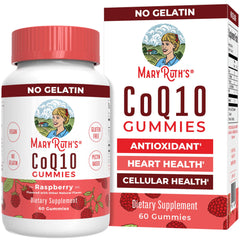 MaryRuth Organics CoQ10 Gummies bottle with raspberry flavor for heart-supporting routines