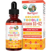 MaryRuth Organics D3+K2 drops toddler bottle promote easy daily intake.