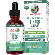 MaryRuth Organics Ginkgo Leaf Liquid Drops bottle on counter highlighting daily vitality use.