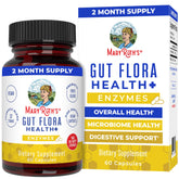 MaryRuth Organics Gut Flora Health+ Enzymes bottle front view for daily digestive support.