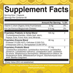 Capsules close-up showing pine-based vegan capsules designed for gentle gut balance.