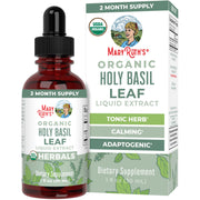 MaryRuth Organics Holy Basil Drops bottle with dropper for daily use supporting stress and digestion