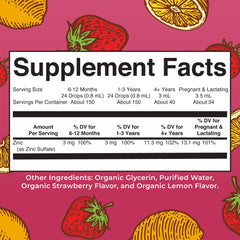 MaryRuth Organics ionic zinc drops pouring into a glass for easy dosing.