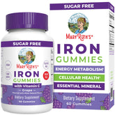 MaryRuth Organics Iron Gummies bottle front shows grape flavor and vegan formula