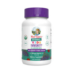 MaryRuth Organics Kids Immune Support gummies bottle front, berry flavor, convenient daily immune boost.