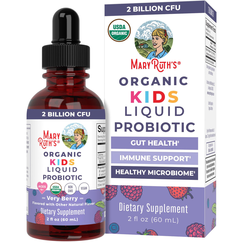 MaryRuth Organics Kids Very Berry Liquid Probiotic bottle for an easy daily gut-friendly routine