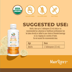 MaryRuth Organics Lions Mane liposomal liquid poured on pancakes.