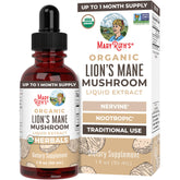 MaryRuth Organics Lions Mane bottle front shows brand and organic formula for brain support