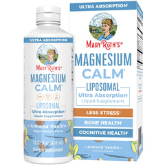 MaryRuth Organics Magnesium Liposomal bottle ready for daily use with almond-vanilla flavor.