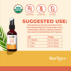 MaryRuth Organics organic label showing vegan, non-GMO formula.