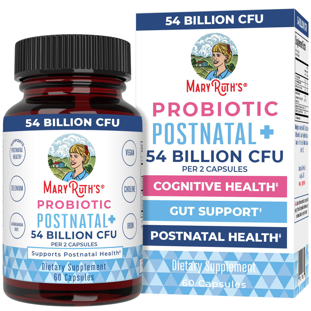 MaryRuth Organics Postnatal Probiotics bottle front for easy daily breastfeeding support.
