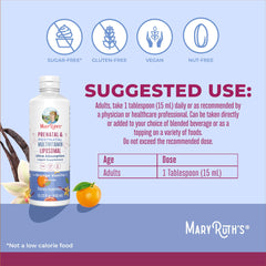 MaryRuth Organics Prenatal Liposomal dosing spoon emphasizes exact 15 mL daily serving