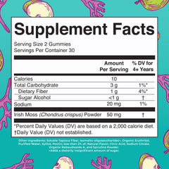 Label highlights 50 mg Irish Sea Moss per two gummies