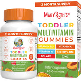MaryRuth Organics sugar-free kids gummies bottle front, convenient daily multivitamin for toddlers