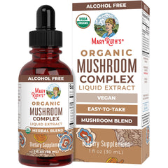 MaryRuth Organics Mushroom Complex bottle with convenient dropper for easy daily dosing