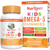 MaryRuth Organics kids omega-3 gummies bottle front, no fish taste.
