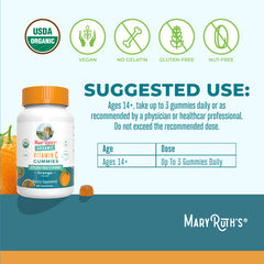 MaryRuth Organics Vitamin C gummies open jar with vibrant orange gummies ready to take.