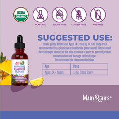 MaryRuth Organics Vitamin D3 bottle on kitchen counter highlighting organic vegan formula.