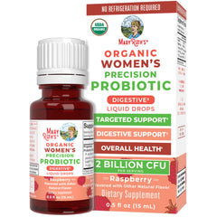 MaryRuth Organics women's probiotic liquid drops bottle supports daily digestive wellness.