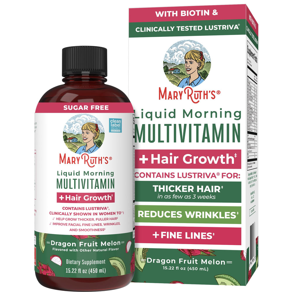 MaryRuth's Liquid Multivitamin Hair Growth bottle for daily wellness and potential hair support
