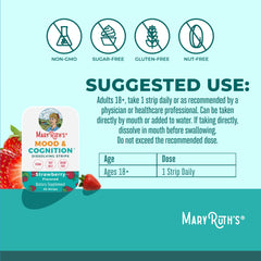 MaryRuth's Mood & Cognition dissolving strip with strawberry flavor for daily use.