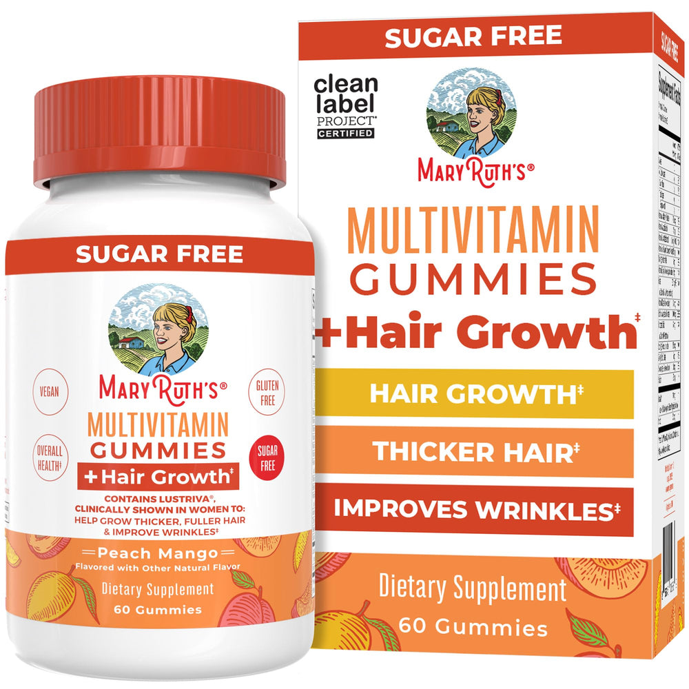 MaryRuth's Multivitamin Hair Growth Gummies bottle pour supports daily wellness.