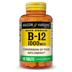 Mason Natural Vitamin B12 bottle front view supporting daily supplementation.