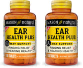 Mason Natural Ear Health Plus bottle front, daily support for normal ear function.