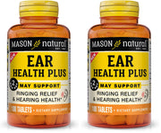 Mason Natural Ear Health Plus bottle front, daily support for normal ear function.