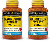 Mason Natural Magnesium Citrate bottle front for daily support of muscles and nerves.
