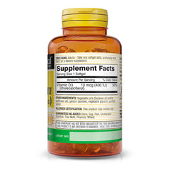 Mason Natural Vitamin D3 bottle label emphasizes calcium absorption and immune wellness.