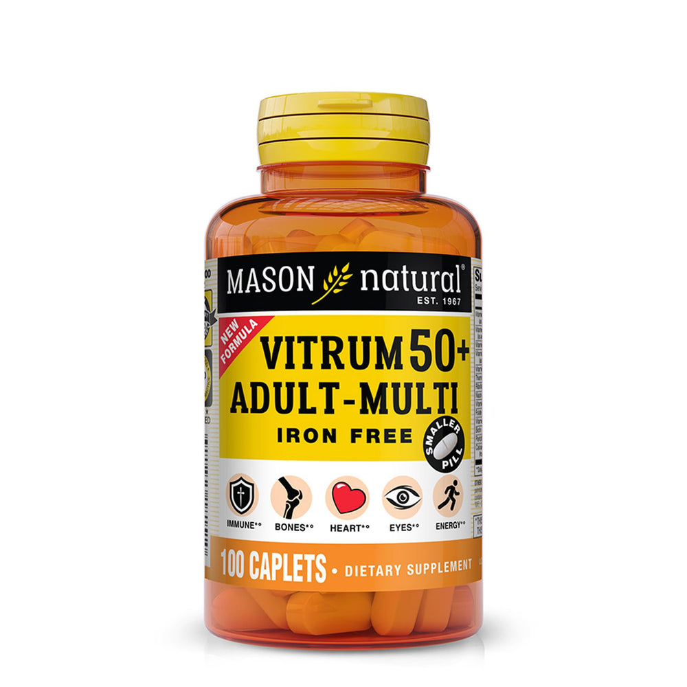 MASON NATURAL Vitrum 50+ bottle front view suggesting daily nutrition support