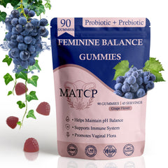 MATOP Premium Feminine Balance Gummies bottle closeup demonstrates daily use.