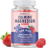 Gominas MAV NUTRITION magnesio para niños, botella sabor fresa, promueven relajación.