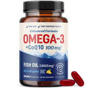 MAV Nutrition Omega3 CoQ10 bottle front for daily heart and energy support