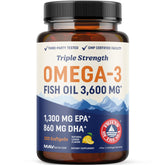 MAV Nutrition triple-strength DHA omega-3 bottle shows potent EPA and DHA per serving for daily use.