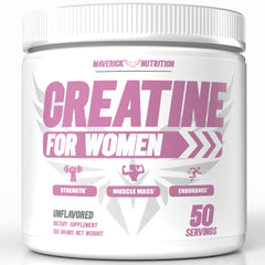 Maverick Nutrition Creatine for Women front bottle, unflavored powder for strength