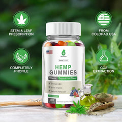 MaxHemp hemp gummies bottle highlighting sleep support with natural ingredients