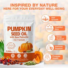 MaxHemp pumpkin seed oil capsules close-up for hair and urinary support.