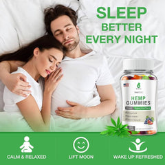 MaxHemp vegan gummies texture close-up promoting anxiety relief